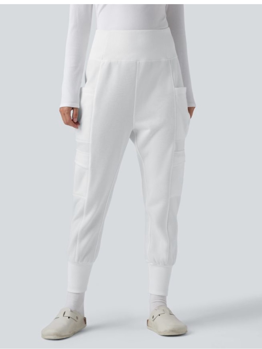 Halara High Waisted Foldover Pocket Harem Fleece Casual Cargo Joggers